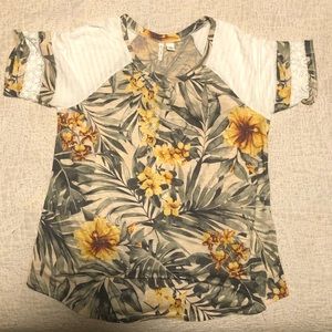 Tropical green floral shirt